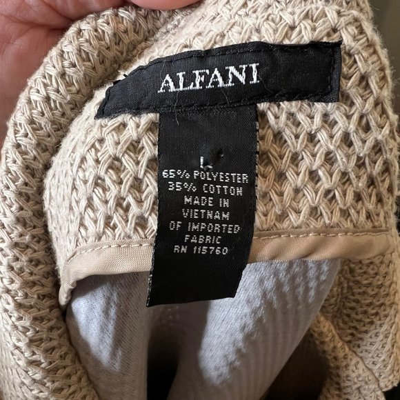 Alfani Jacket Mens Large Textured Knit Moto Beige Full Zip Pockets Notched Colla - Picture 7 of 10